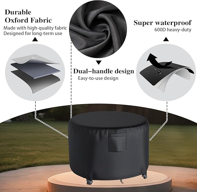 Chinchilla Heavy Duty 50 Inch Round Fire Pit Cover - 100% Waterproof & Weatherproof, Durable All-Season Protection for 48/49/50 Inch Propane Fire Pits and Tables