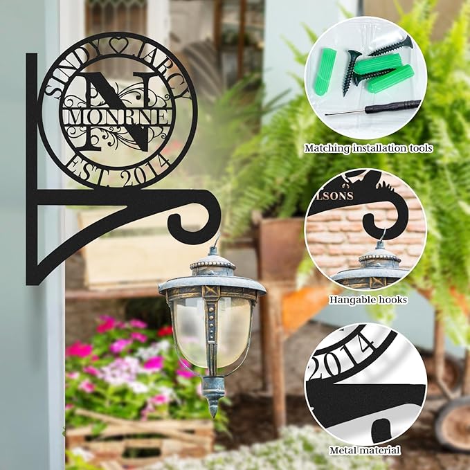 Custom Metal Plant Hanger Decorative Wall Mothers Day Gifts | Personalized Name Hooks for Hanging Plant | Customizable Indoor & Outdoor Wall Hanger for Hanging Lanterns, Flower Basket