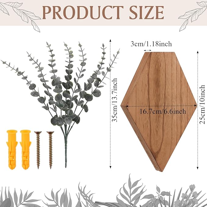 Chunful 2 Pcs Wooden Wall Planter Decor Hanging Fake Plants Greenery Flowers Holder Vase Boxes for Wall Bohemian Farmhouse Room Kitchen Office Indoor Decoration (Wooden Color,9.8 x 6.6 x 1.2 Inches)