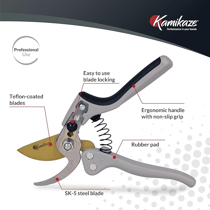 Heavy Duty Bypass Pruning Shears – Ergonomic Garden Pruners with Japanese SK-5 Steel, Low-Strain Design to Reduce Hand Fatigue, Professional Garden Shears & Clippers, Includes Free Protective Sheath