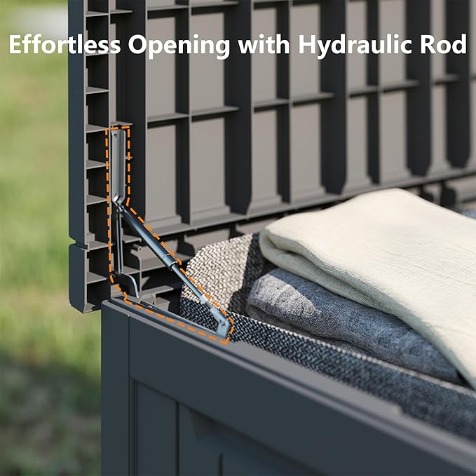 270GAL Deck Box - Black,Patio Furniture, Outdoor Cushions,Waterproof Patio Storage Box Covers