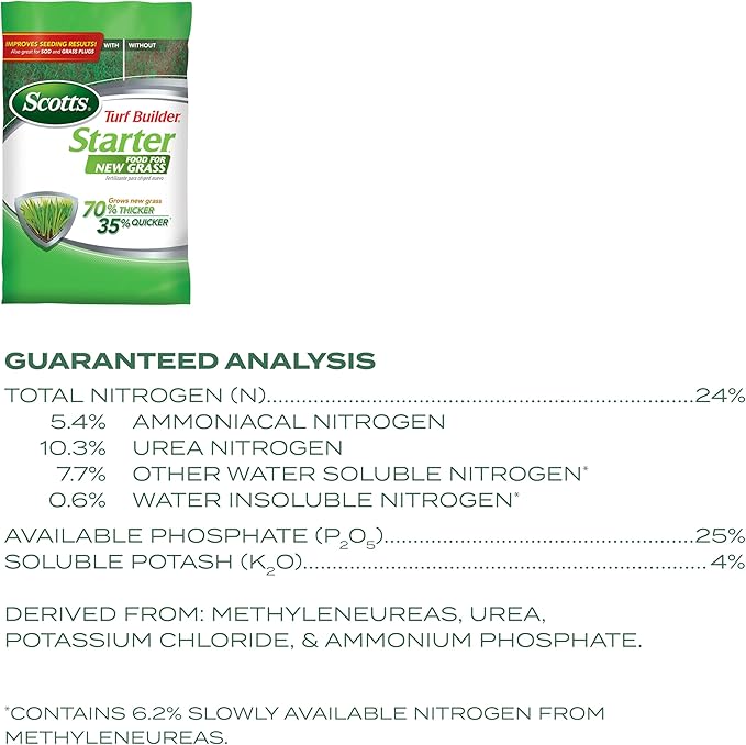 Scotts Turf Builder Starter Fertilizer for New Grass, Use When Planting Seed, 5,000 sq. ft., 15 lbs.