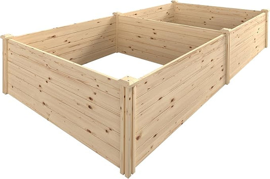 BlueWish Outdoor Wooden Garden Bed, Raised Garden Bed with Bottomless, Divisible Planter Box with Mortise Design for Gardening, Vegetable, Flower, 95''L x 49''H x 19''W
