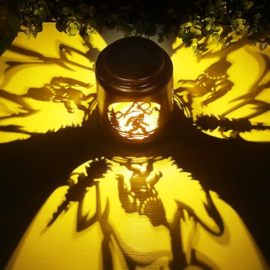 Bigfoot Sasquatch Solar Lanterns Outdoor,Waterproof Hanging Solar Lights, Big Foot Yard Decor,Gifts for Men Women Metal Decorative LED Lanterns for Yard, Patio, Lawn, Tabletop, Pathway, Landscape