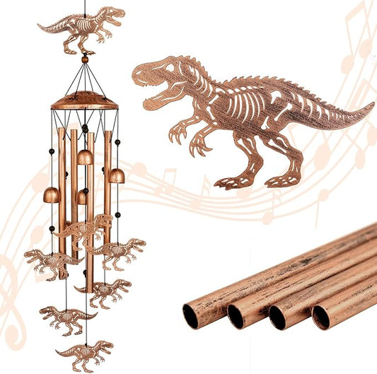 Dinosaur Wind Chimes for Outside, Metal Windchimes Outdoors, Dinosaur Gifts for Women/Men, Memorial/Birthday Gifts, Garden Decor for Outside, Patio or Yard, Durable Chimes for Outdoors