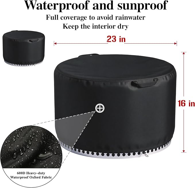 Chinchilla Round Fire Pit Cover for Solo Stove Bonfire 22 inch - Waterproof 600D Oxford Fabric Cover, Tear Resistant & All-Weather Protection for Smokeless, Gas, Table, or Bowl Fire Pits