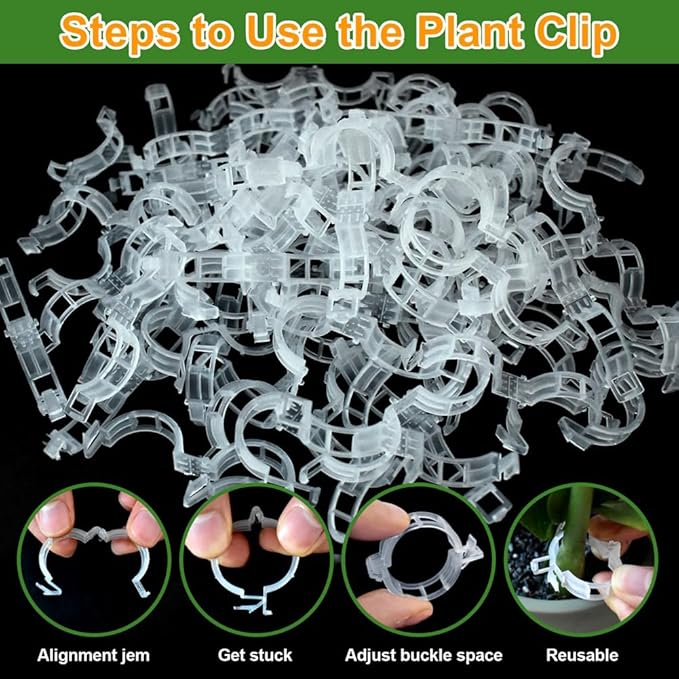 PEOUWNES 200 Pcs Plant Support Garden Clips, Tomato Clips, Crop Clips for Vine Vegetables, Fixing Tomato, Sweet Pepper, Eggplant, Makes Plants Grow Upright and Healthier