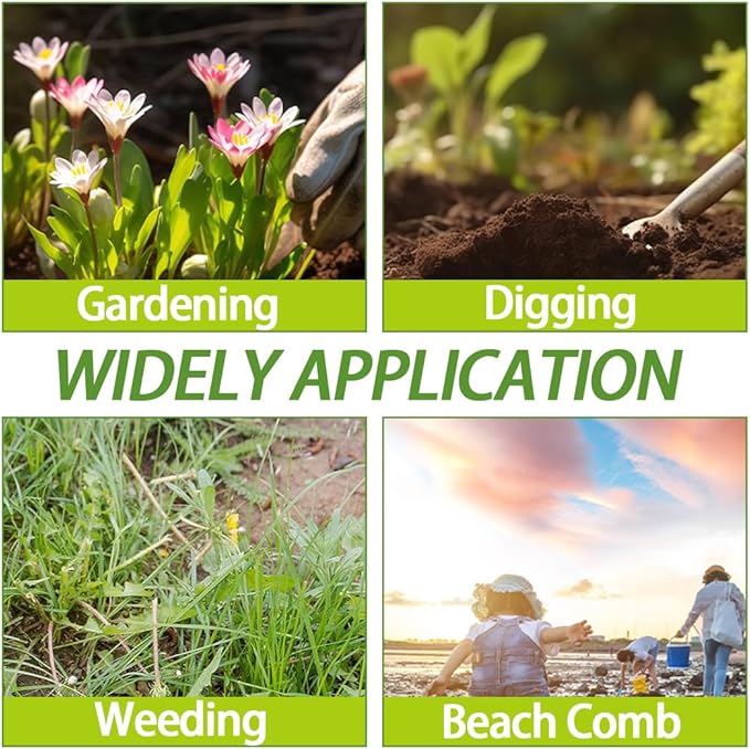 [2025 New Upgraded] 2 in 1 Weed Puller Tool with Long Handle, Heavy Duty Garden Weeder Tool for Vegetable Gardening Backyard Farm Planting & Weeding (Rubber Handle)