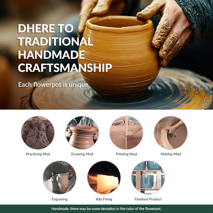 PLANTATOREM Ceramic 10 Inch Mid Modern Planter Pot with Drainage Hole and Saucer, Indoor Cylinder Round Flower Pot, Perfect for Planting Succulents, Herbs, Flowers, House Plants, Cloud White