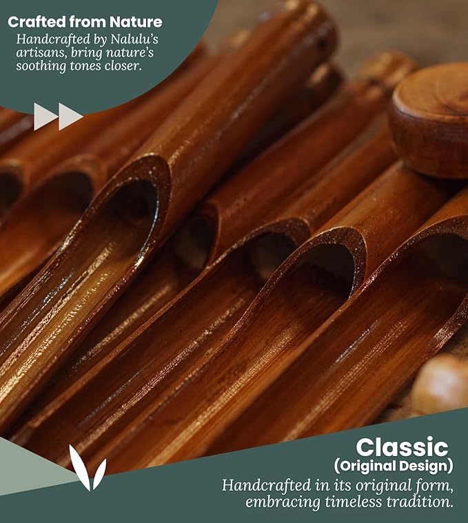 Classic Bamboo Wind Chimes - Outside Outdoor Wood Wooden Windchimes, Medium, Handcrafted with Calming Deep Tones, Ideal Home Decor or Gift for Any Occasion