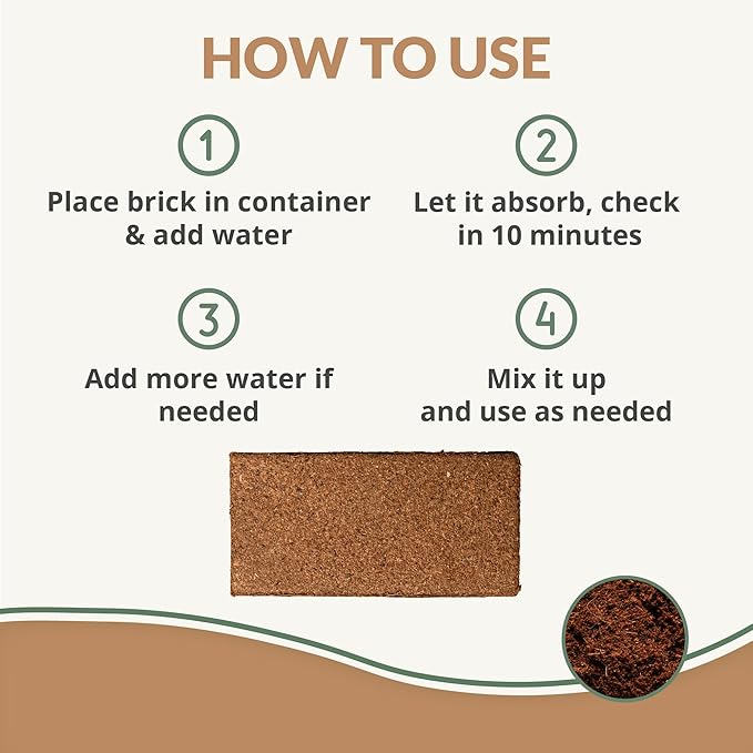 Coco Coir 650gm Bricks + Worm Castings + Mycorrhizal Inoculant + Neem Meal Fertilizer + Organic Biochar for Plants - All Natural Soil Amendments for Plants - Organic Coco Coir for Plants & Gardening