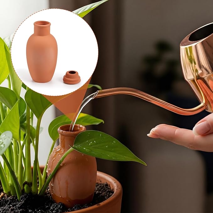 12 Pcs 15 oz Self Watering Ollas Terracotta Pots with Lid Terra Cotta Clay Plant Self Watering System Pot Automatic Plant Irrigation Devices for Indoor Outdoor Garden