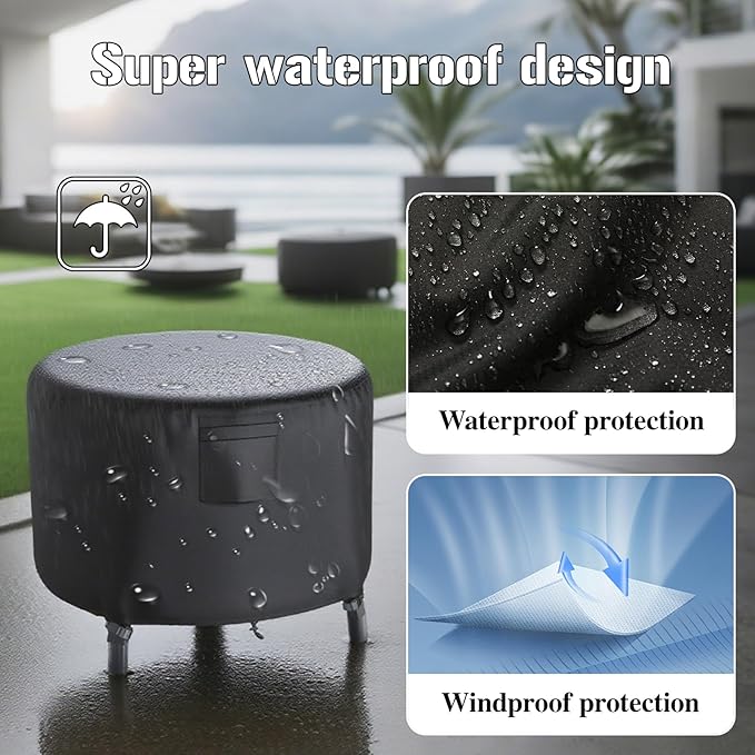 Chinchilla Heavy Duty 50 Inch Round Fire Pit Cover - 100% Waterproof & Weatherproof, Durable All-Season Protection for 48/49/50 Inch Propane Fire Pits and Tables
