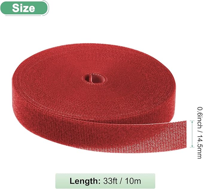 1-Roll Garden Plant Tape, 33 ft x 0.6 in Garden Hook and Loop Plant Ties Multi-Purpose Use Adjustable and Reusable Twist Wire Tape for Plants/Flowers/Vines [Red]