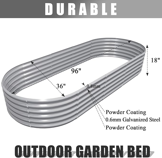 4 Pack 8x3x1.5FT Galvanized Raised Garden Bed Large Metal Planter Box Kit Elevated Raised Garden Planters for Outdoor Plants, Gray