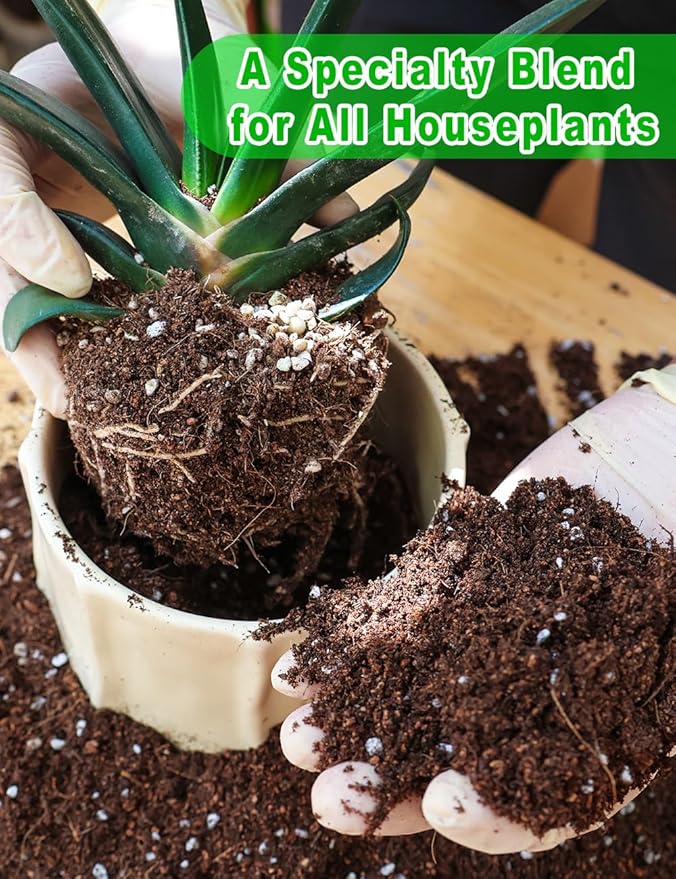 TOYPOPOR Potting Soil for All Indoor Houseplants, (10qt) Contains Perlite, Peat Moss, Coco Coir, Rice Charcoal, Well Draining Potting Mix Light, Aerated Texture for Healthy Plant Roots, Fast Growth