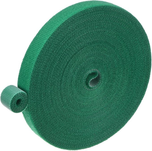 1-Roll Garden Plant Tape, 33 ft x 0.5 in Garden Hook and Loop Plant Ties Multi-Purpose Use Adjustable and Reusable Twist Wire Tape for Plants/Flowers/Vines [Green]