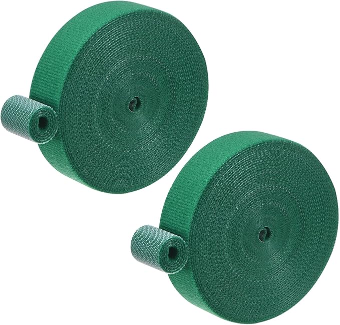2-Roll Garden Plant Tape, 33 ft x 0.8 in Garden Hook and Loop Plant Ties Multi-Purpose Use Adjustable and Reusable Twist Wire Tape for Plants/Flowers/Vines [Green]