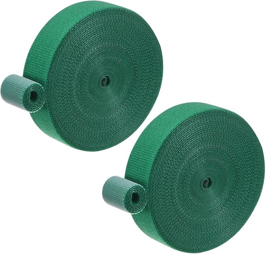 2-Roll Garden Plant Tape, 33 ft x 0.8 in Garden Hook and Loop Plant Ties Multi-Purpose Use Adjustable and Reusable Twist Wire Tape for Plants/Flowers/Vines [Green]