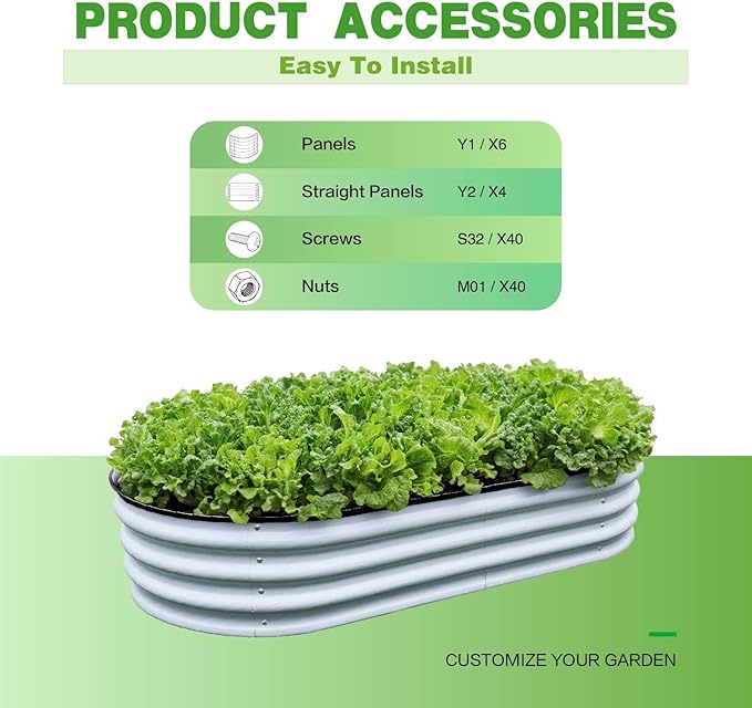 GrowHaus 2 Pack 4x2x1FT Galvanized Raised Garden Bed, Planter Boxes Outdoor Metal Garden Beds for Planting Vegetables Flowers Herbs Silver
