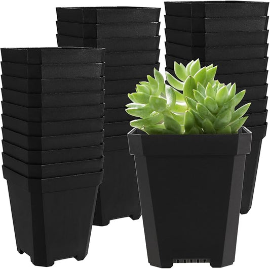 120 Pack 3 Inch Small Square Nursery Pot, Black Plant Pot with Drainage Holes, Seedling Planter Plastic Nursery Pots Bulk for Succulents Cuttings Transplanting
