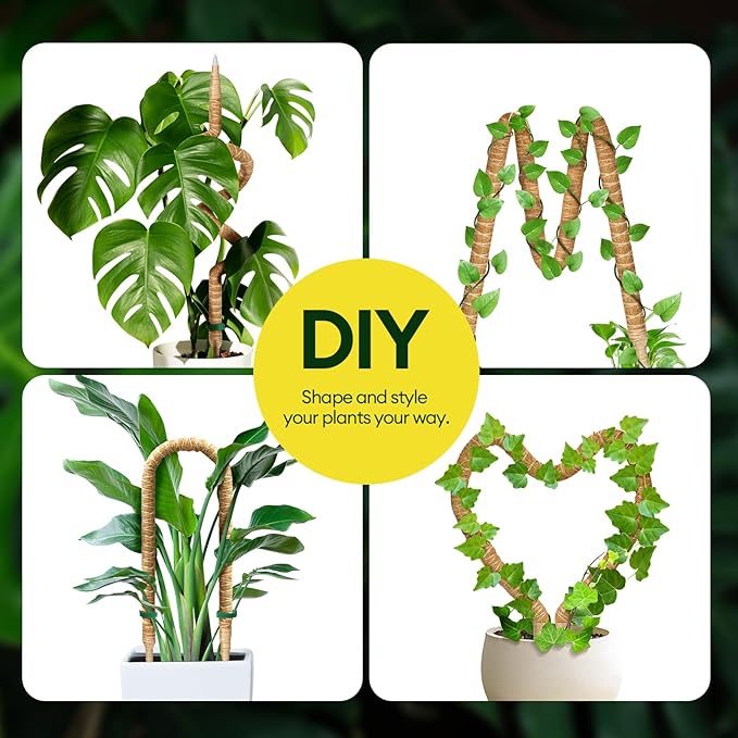 Maygrove 3-Pack 48” Bendable Moss Pole Monstera Plant Support for Climbing Indoors Plants, Coir Moss Poles Moss Sticks Plant Pole DIY, Plant Support Stake for Potted Plants