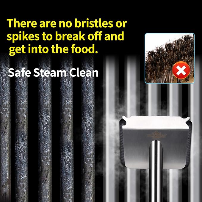 XUDAKAIXIN Steam Grill Brush Bristle Free,[Ultra Safe & Efficient] Grill Cleaner for Outdoor Grill,BBQ Replaceable Scraper Cleaning Head,Grill Brush BBQ Accessories,Gifts for Men/Dad ﻿