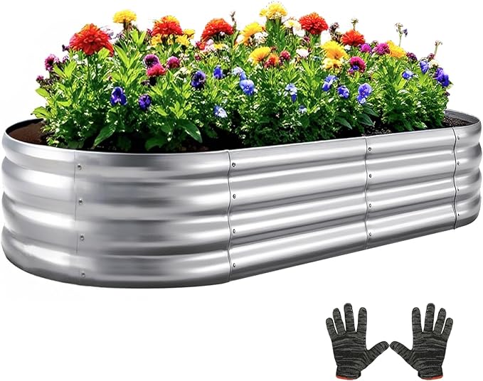 Galvanized Garden Bed kit for Vegetables/Herbs/Flowers (6X3X1)
