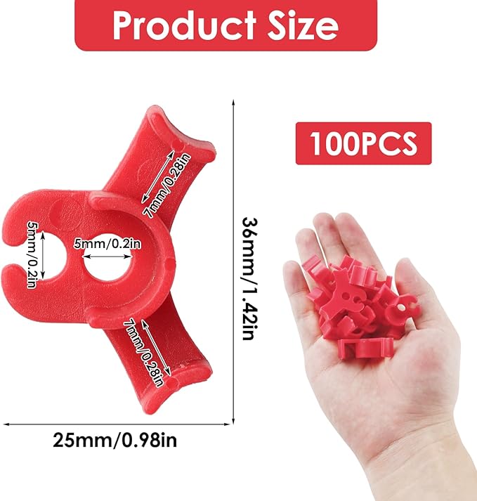 TNJPSEK 100 Pcs Plant Training Clips, Adjustable Low-Stress Training Plant Clips, Reusable 90-Degree Bendies Folder to Bend for Tomatoe Cucumber Bean Climbing Plants in Indoor Outdoor Gardens (Red)