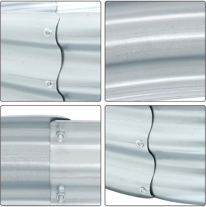 8x4x1Ft Electro-Galvanized Sheet Steel Raised Garden Bed for Flowers Planting Vegetables Silver Flower Box