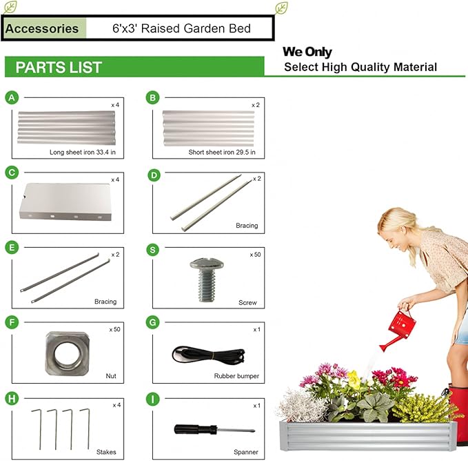 porayhut 6'x3' Raised Garden Bed Kit Easy Set-up Planter Box for Vegetable Fruit,Metal Galvanized Large Size Raised Bed
