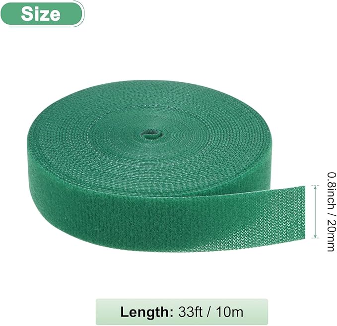 1-Roll Garden Plant Tape, 33 ft x 0.8 in Garden Hook and Loop Plant Ties Multi-Purpose Use Adjustable and Reusable Twist Wire Tape for Plants/Flowers/Vines [Green]