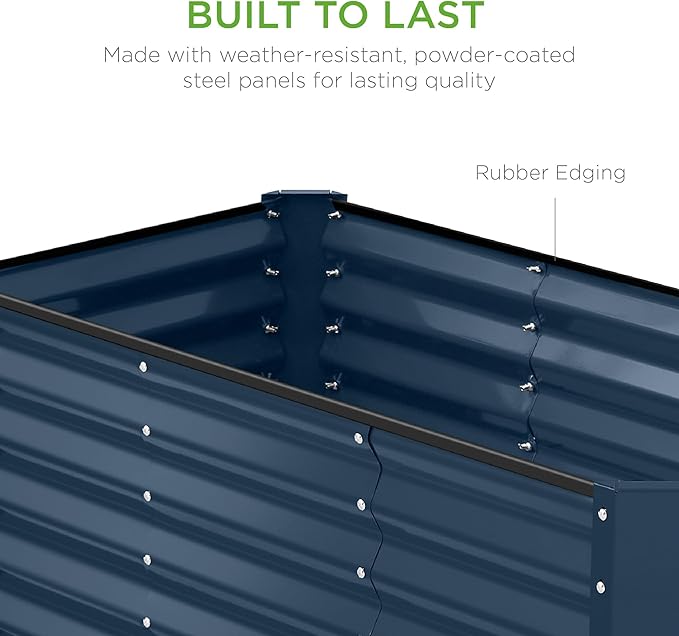 Best Choice Products 4x2x2ft Outdoor Metal Raised Garden Bed, Deep Root Planter Box for Vegetables, Flowers, Herbs w/ 119 Gallon Capacity - Navy