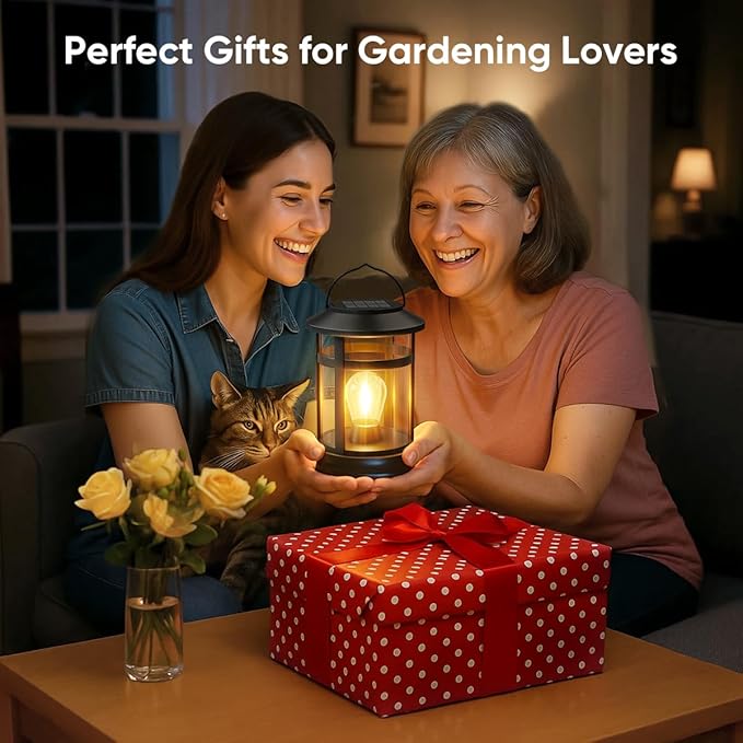 Solar Lanterns Outdoor Waterproof: 6 Pack Hanging Solar Lights for Outside Patio Porch Garden Tabletop Decor - Bright LED Warm White Solar Powered Lighting - 2025 Gardening Lovers Mom Gifts