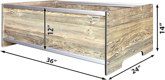 Foreman Raised Garden Bed 36”Lx24”Wx14”H Premium Plastic Wood Grain Aluminum Frame Elevated Planter Box for Backyard Patio Balcony, Amaretto