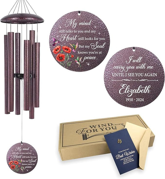 ASTARIN Personalized Memorial Wind Chime for Loss of Loved One 30/36/42 inch, Sympathy Deep Tone Wind Chimes for Mom Dad/Mother Father, Remembrance Gifts for Grief Condolence Funeral, Bereavement 30
