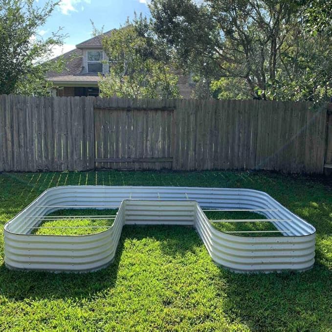 Vego garden 17" Tall U-Shape Raised Garden Bed Metal Raised Planter Bed for Vegetables Flowers Ground Planter Box, Jumbo Size