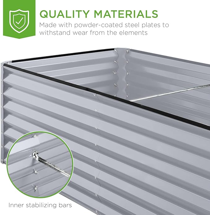 Best Choice Products 6x3x2ft Outdoor Metal Raised Garden Bed, Deep Root Box Planter for Vegetables, Flowers, Herbs, and Succulents w/ 269 Gallon Capacity - Moonlight Gray