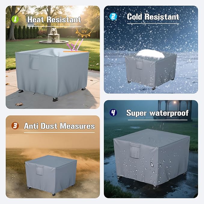 Chinchilla Heavy Duty 36 Inch Square Fire Pit Cover - 100% Waterproof & Weatherproof, Durable All-Season Protection for 32/33/34/35/36 Inch Propane Fire Pits and Tables
