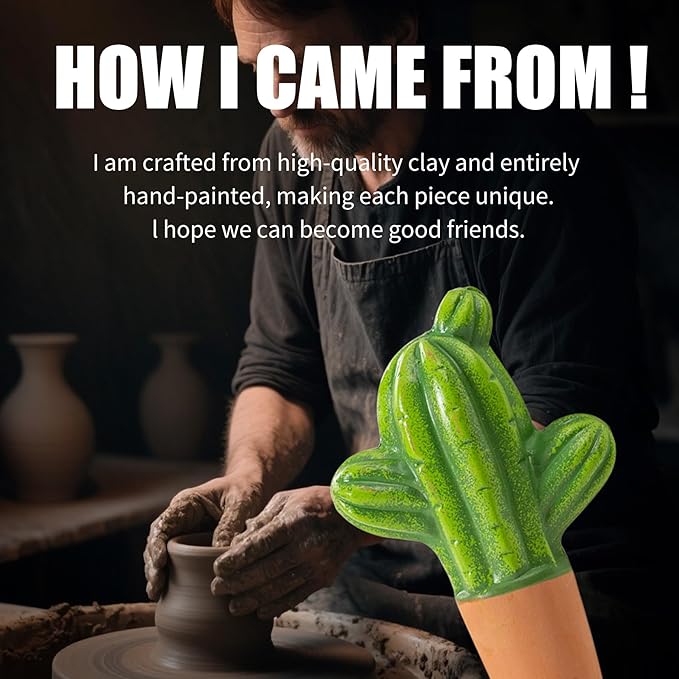 4 Pack Watering Globes - Terra Cotta Watering Spikes for Indoor Plants, Handcrafted Cactus Shape Self Watering Devices with Slow Release System, Plant Water Bulbs for Vacation & Outdoor Pots