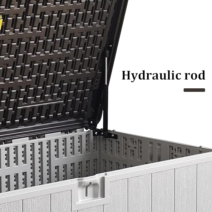 110GAL Deck Box - Grey，Wheeled Footlocker，Waterproof Resin Storage Bin for Patio Cushions
