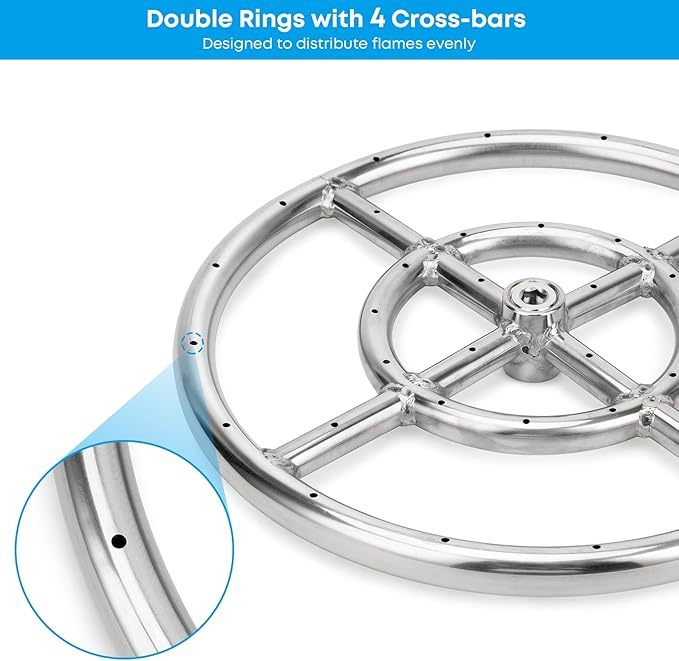 Stanbroil LP Propane Gas Fire Pit Stainless Steel Burner Ring Installation Kit, 12-inch