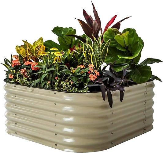 Vego garden Raised Garden Bed Kit, 17" Tall 4 in 1 Modular Metal Raised Garden Beds Kit, Metal Planter Box for Vegetables, Flowers, Herbs, Pearl White