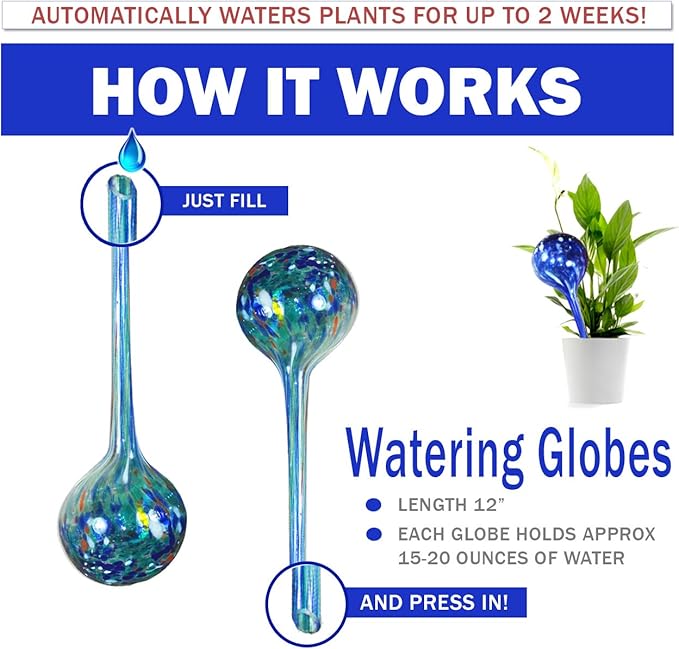 5Star Aqua Plant Watering Globes - Automatic Watering Ball Bulbs - Self Watering Plant Glass Bulbs System (16, Large)