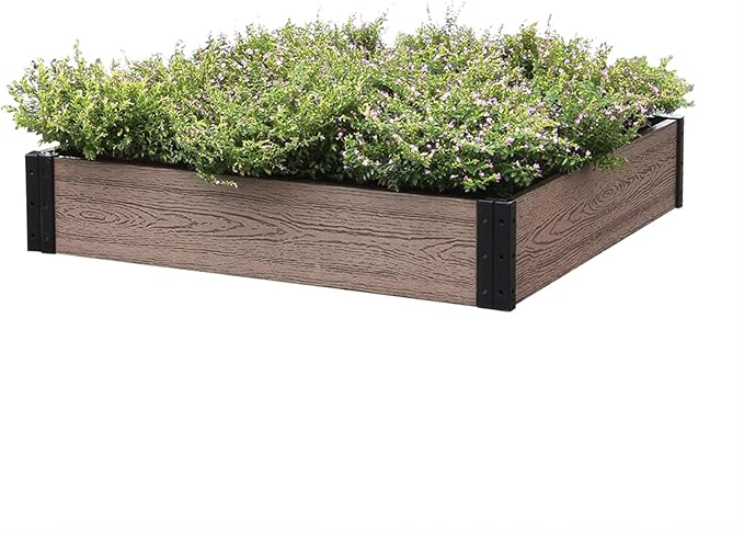 Everbloom Essential Raised Garden Bed, 36"x38"x7",Composite Wood Plastic Planter Box Outdoor, Easy Assembly Brown Rectangle Planter for Vegetables Flowers Herbs,Backyard/Patio/Gardener