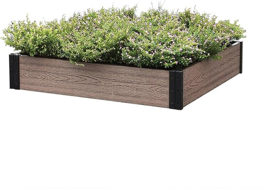 Everbloom Essential Raised Garden Bed, 36"x38"x7",Composite Wood Plastic Planter Box Outdoor, Easy Assembly Brown Rectangle Planter for Vegetables Flowers Herbs,Backyard/Patio/Gardener