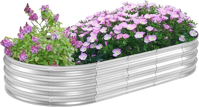 Galvanized Raised Garden Bed, 6x3x1ft Planter Box for Outdoor Gardening, Durable Metal Raised Garden Box with Open Base Design for Vegetables, Fruits, Flowers (Silver, 6×3×1FT (1-Pack)