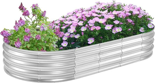 Galvanized Raised Garden Bed, 6x3x1ft Planter Box for Outdoor Gardening, Durable Metal Raised Garden Box with Open Base Design for Vegetables, Fruits, Flowers (Silver, 6×3×1FT (1-Pack)