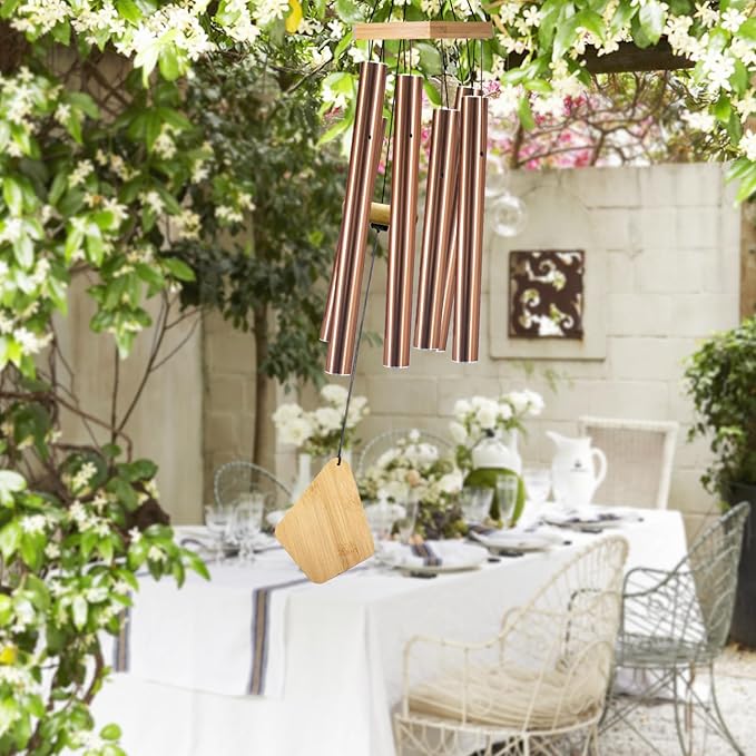 Howarmer Wind Chimes Outdoor Deep Tone, Wind Chime for Outside, Memorial WindChimes with Hook as Gifts for Mother's Day/Housewarming/Christmas, Patio, Garden, Yard, Home Décor, Copper
