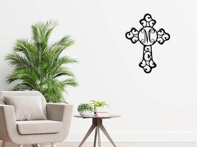 Custom Cross Metal Sign, Personalized Initial Monogram Cross Metal Sign, Religious Gift, Christian Gifts, Christian Signs, Baptism Gift, Easter Gifts